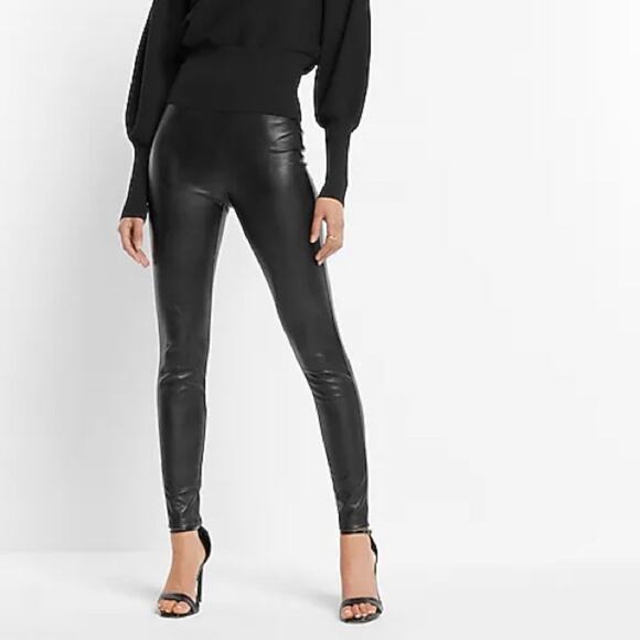 Express Legging High Rise Faux Leather Black Leggings Pants‎ Women’s Size Medium - Picture 3 of 10